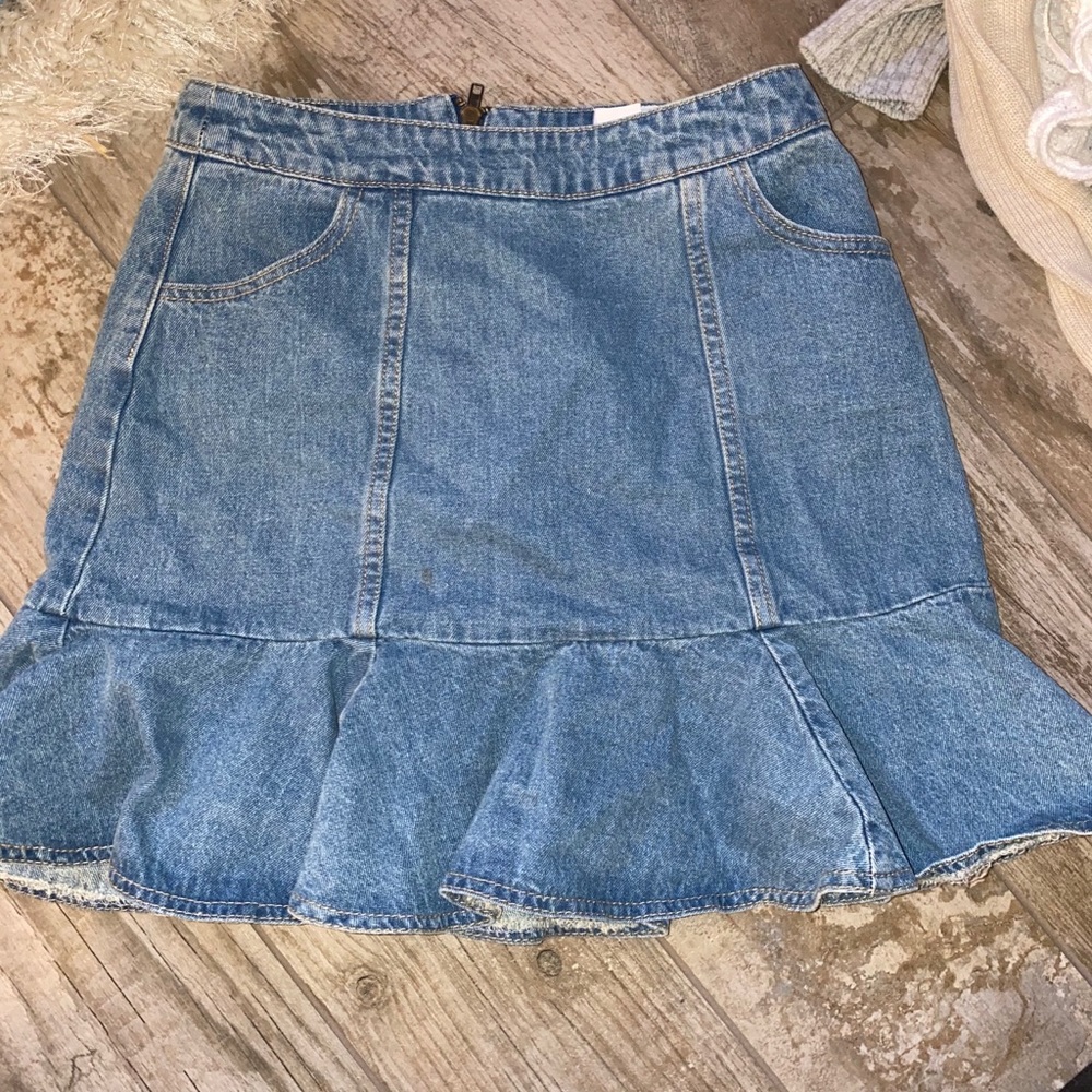 Ruffle princess polly denim skirt